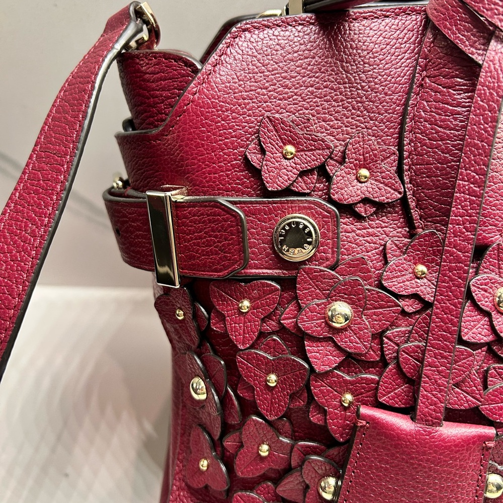 Henri Bendel Burgundy Floral Satchel - Picture 3 of 11